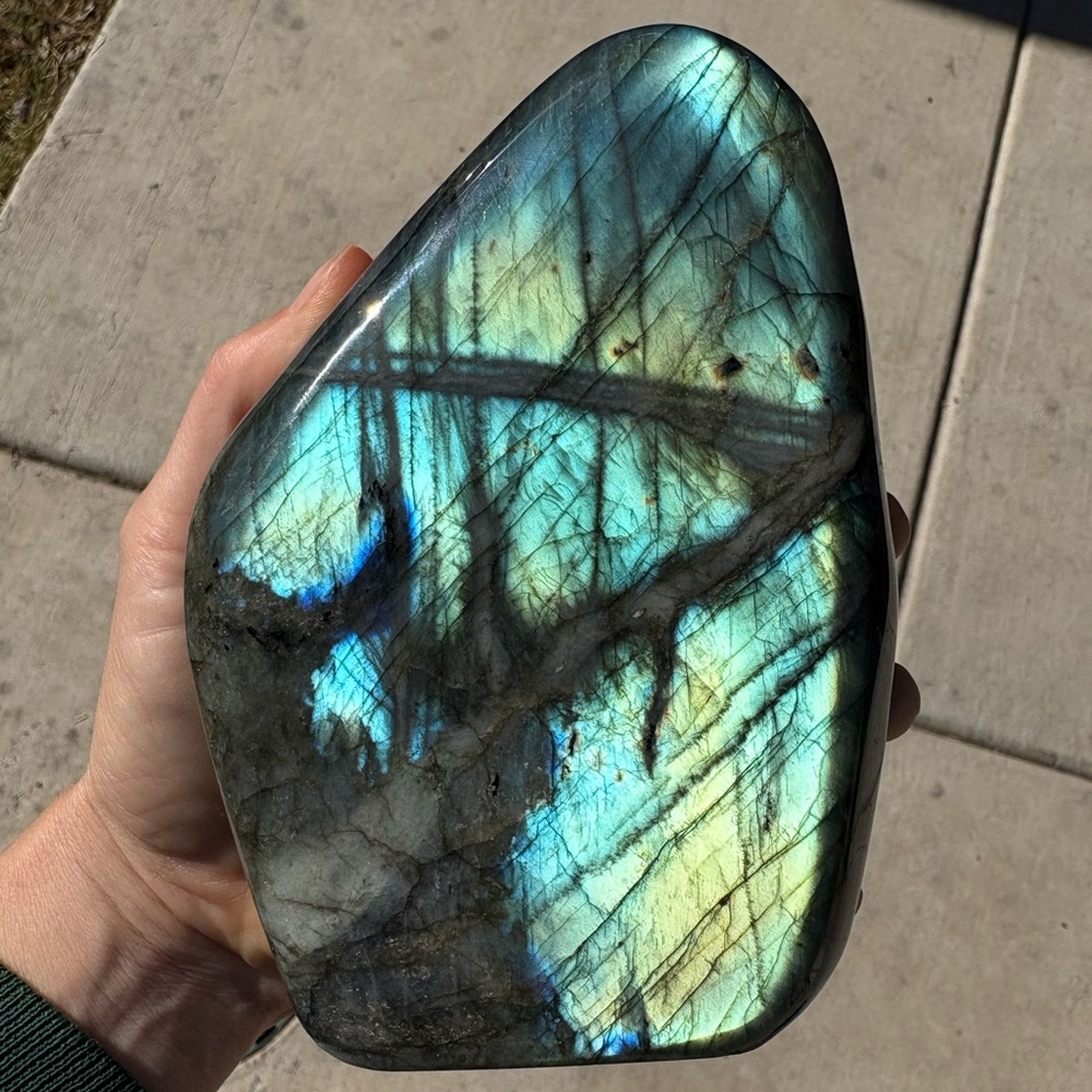 2lbs 9.5oz Labradorite Self-Standing Crystal